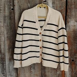 Jenni Kayne Striped Black and Cream Women's Sweater